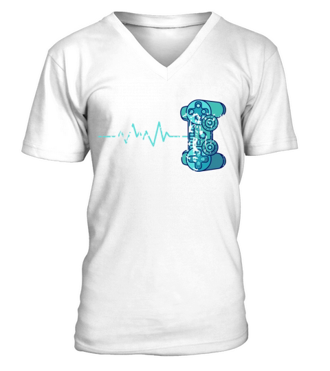 Vintage Gamer Heartbeat Video Games Player V-Neck T-shirt