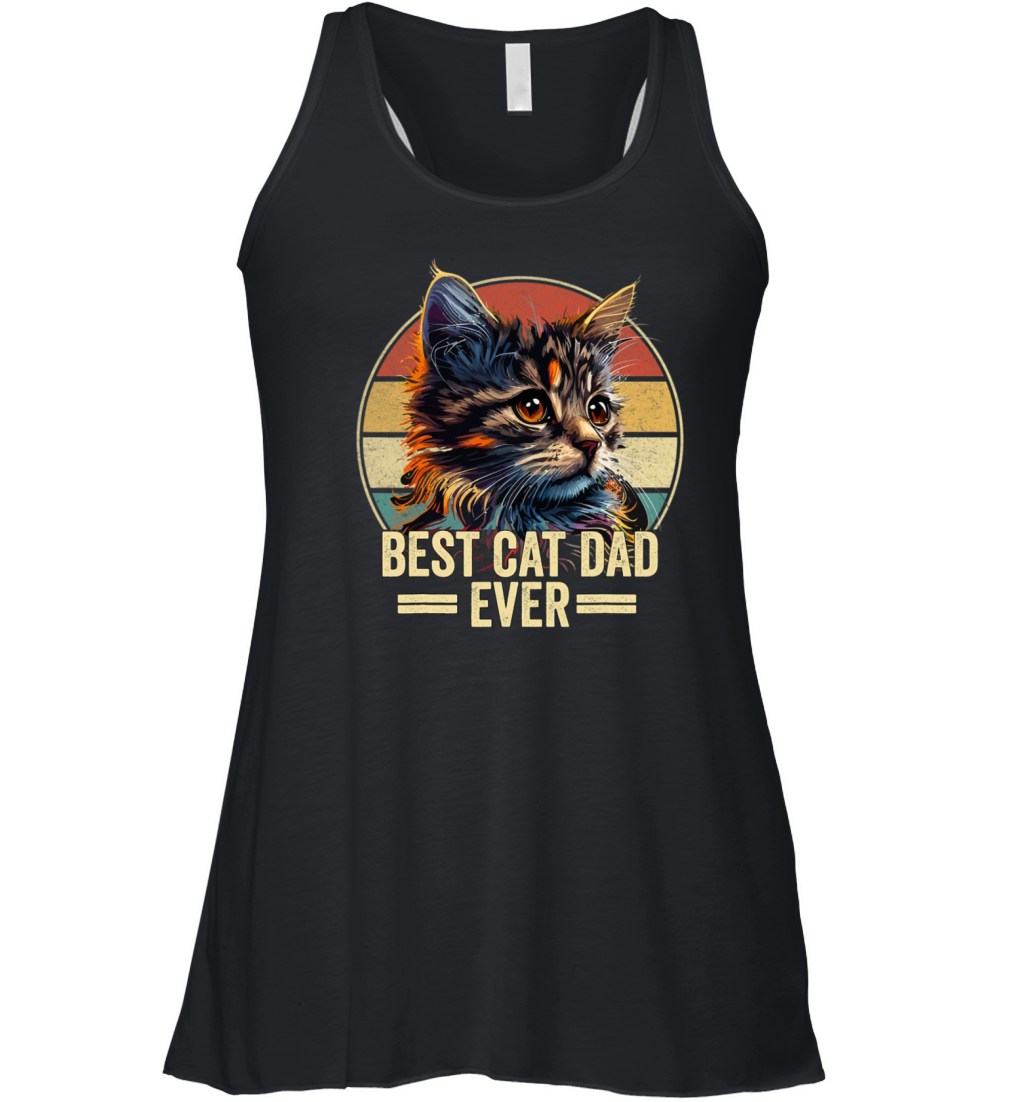 Best Cat Dad Ever Vintage Funny Cat Fathers Day Women's Flowy Tank Top
