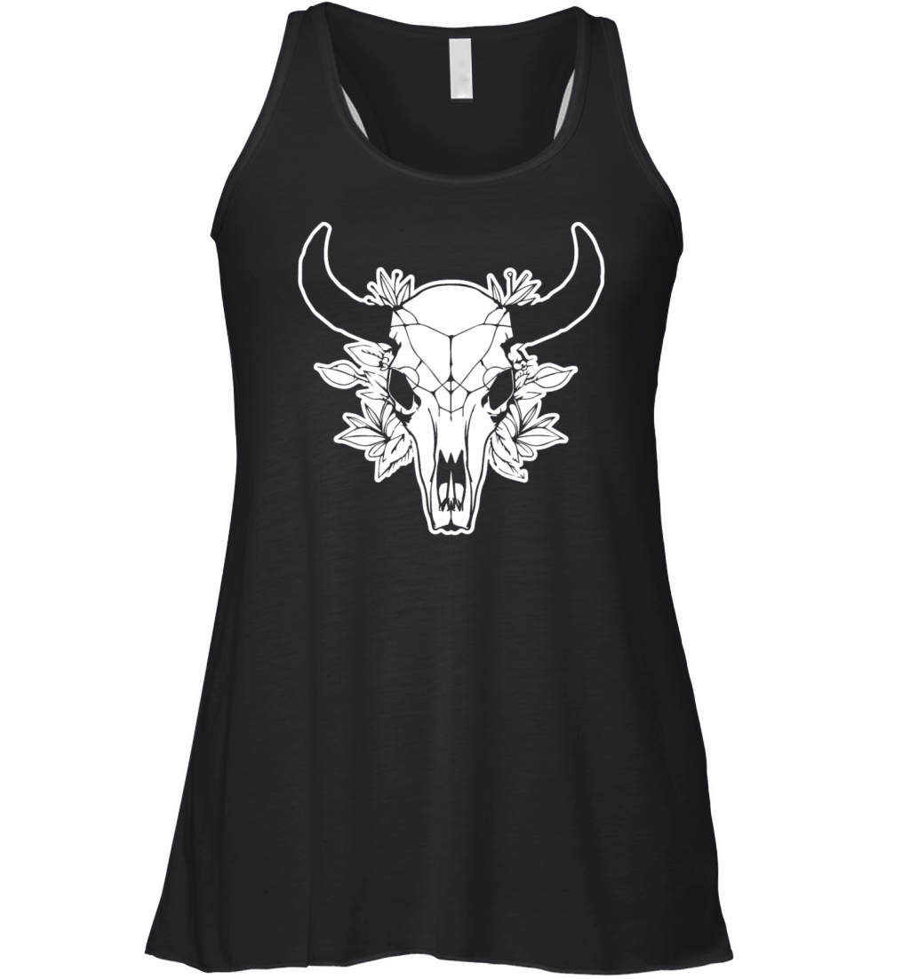 Cow Skull Boho Women's Flowy Tank Top