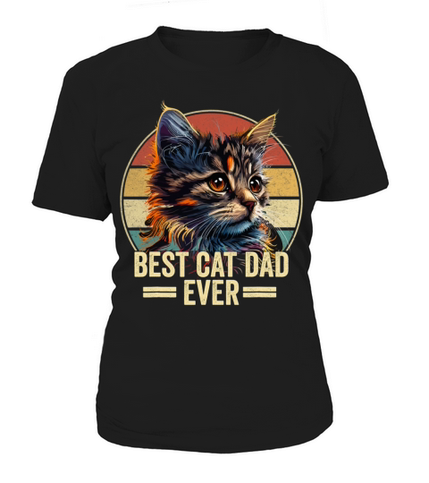 Best Cat Dad Ever Vintage Funny Cat Fathers Day Women's T-Shirt