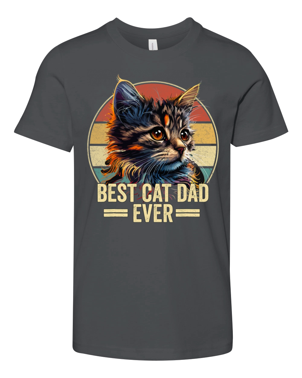 Best Cat Dad Ever Vintage Funny Cat Fathers Day Youth Unisex Jersey Tee