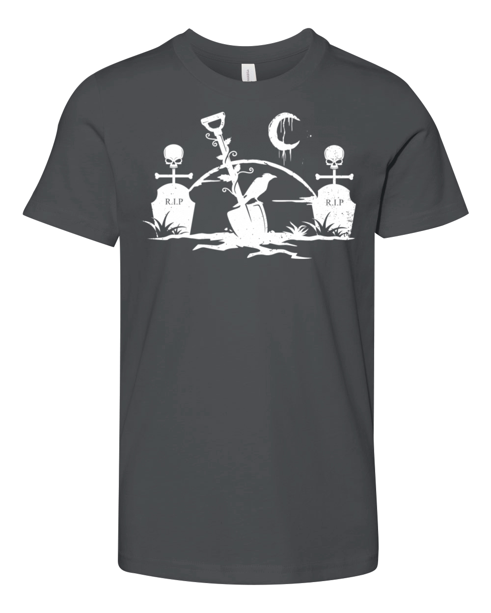 Gothic Graveyard Vintage Crow Lover Skull Fanatic Youth Unisex Jersey Tee