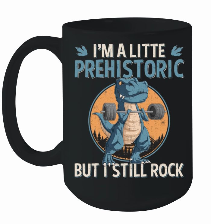 Funny Pensiooner Saying Old but still Rock Dino Ceramic Mug