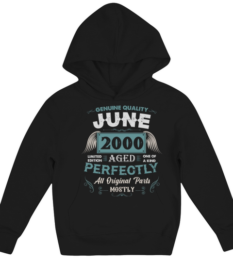 June 2000 Vintage Birthday Present Kids Hoodie