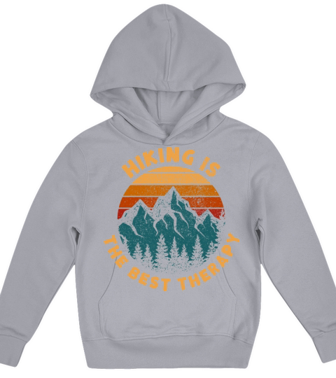 Retro Vintage Sunset Hiking Is The Best Therapy Kids Hoodie