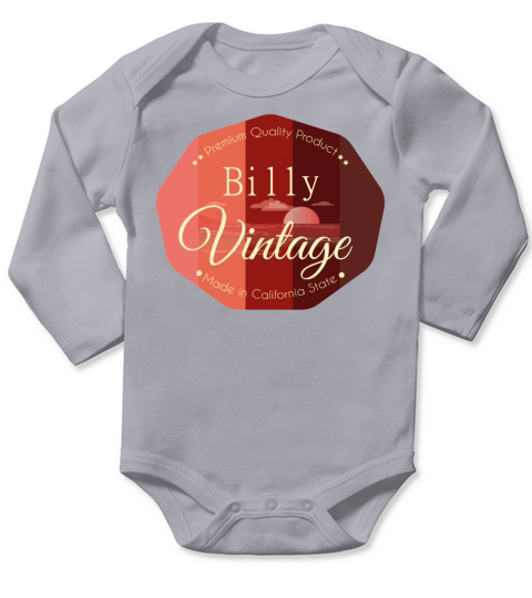 Billy First Name Vintage Design Long Sleeve Baby One-Piece