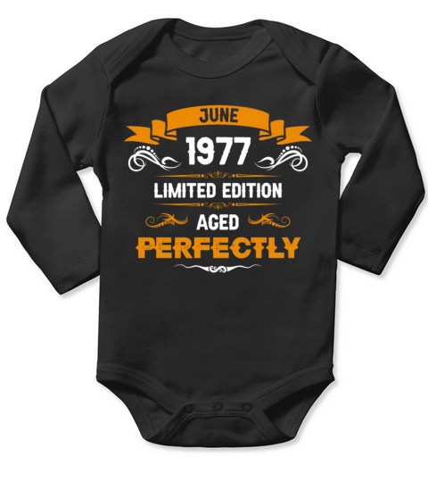 June 1977 Vintage Birthday Present Long Sleeve Baby One-Piece