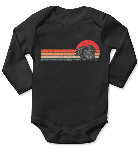 Porcupine Vintage Retro Long Sleeve Baby One-Piece