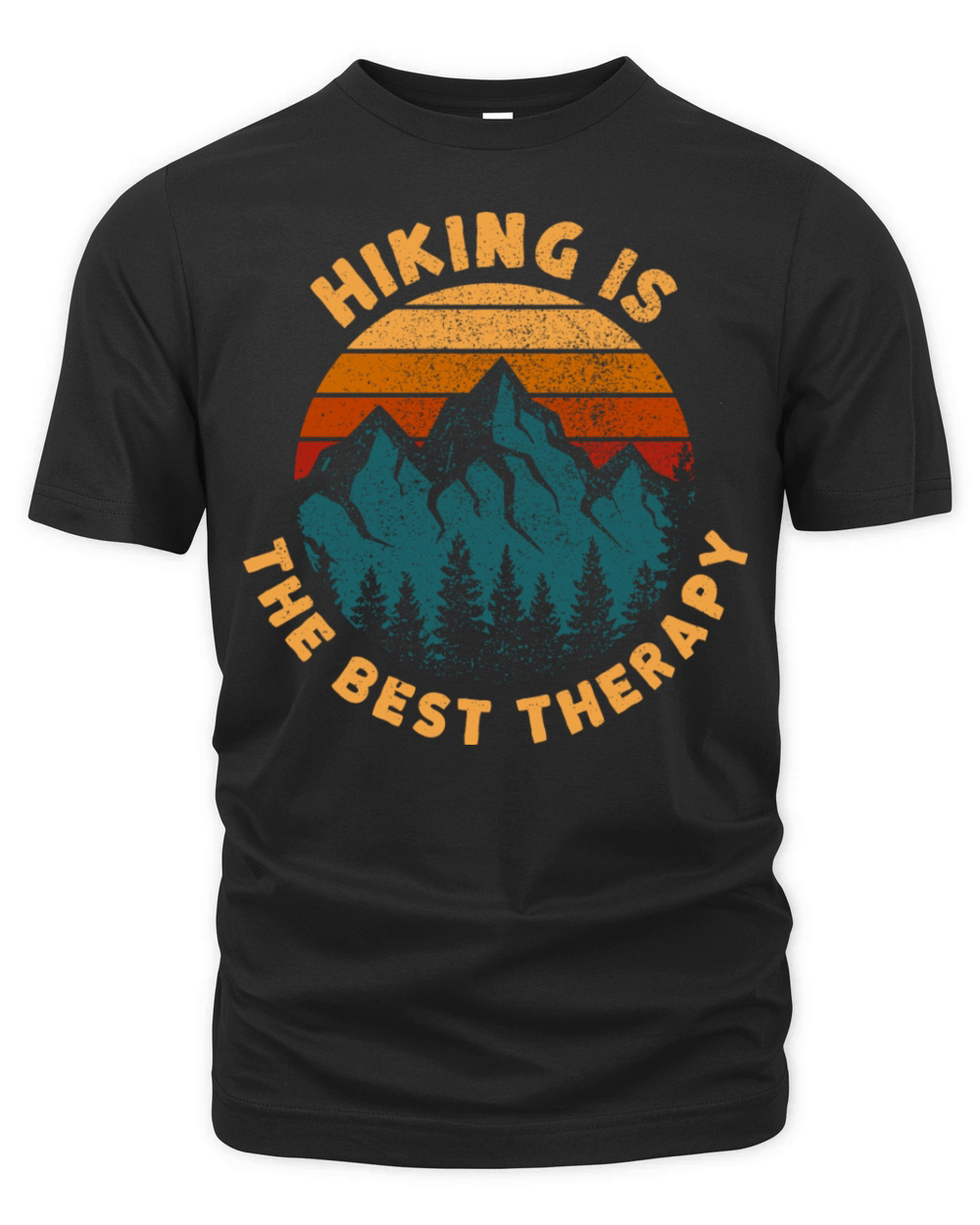 Retro Vintage Sunset Hiking Is The Best Therapy Organic Unisex T-shirt