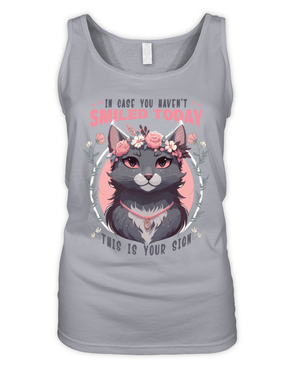 Anime Cat Flower Crown Pet Lover Positivity Quote Organic Women's Tank Top