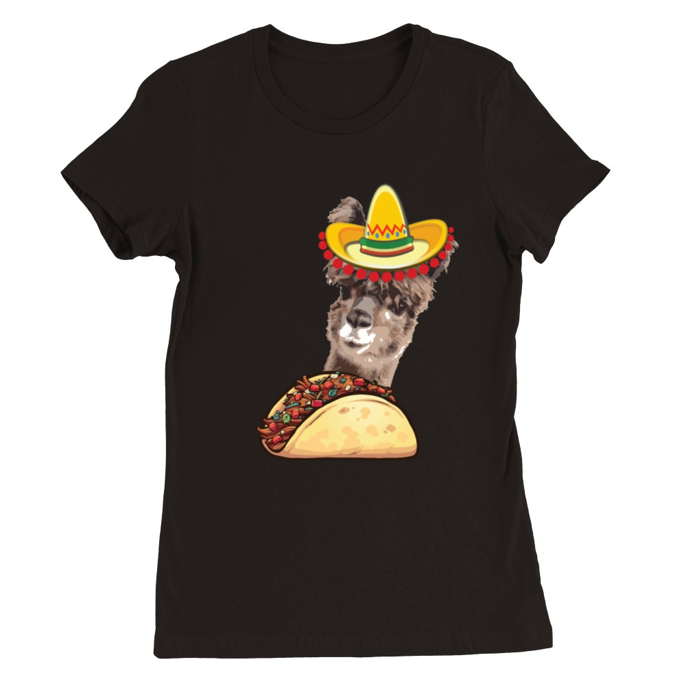 Llama Eating Taco Lover Cinco de Mayo Premium Womens Crewneck T-shirt