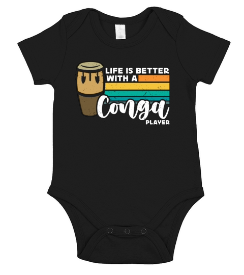 Conga Life Is Better With Retro Musical Instrument Short Sleeve Baby One-Piece