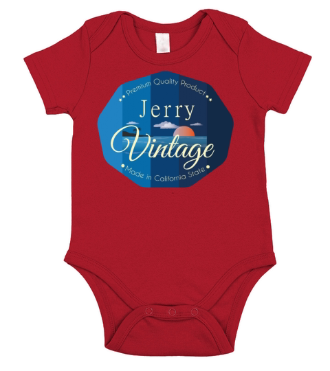 Jerry First Name Vintage Blue Short Sleeve Baby One-Piece