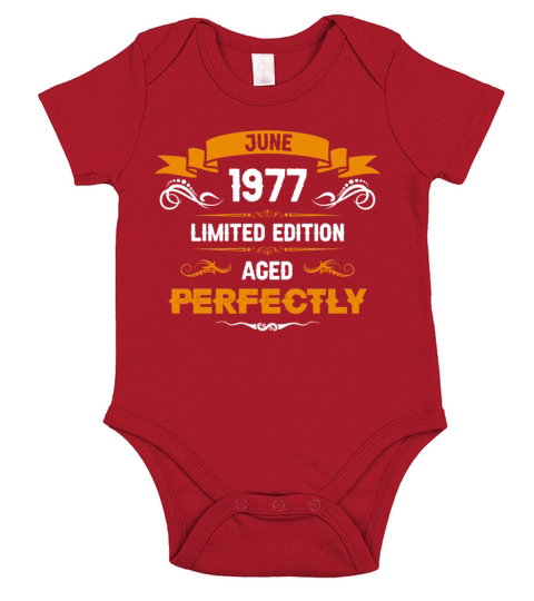 June 1977 Vintage Birthday Present Short Sleeve Baby One-Piece