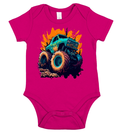 Monster Truck Madness Short Sleeve Baby One-Piece