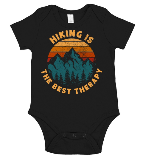 Retro Vintage Sunset Hiking Is The Best Therapy Short Sleeve Baby One-Piece