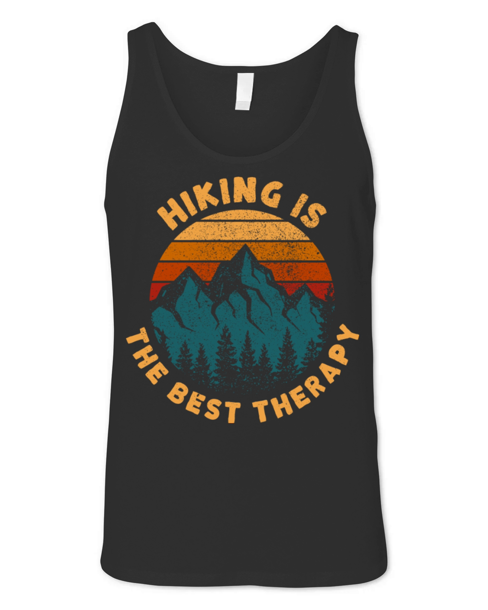Retro Vintage Sunset Hiking Is The Best Therapy Unisex Jersey Tank
