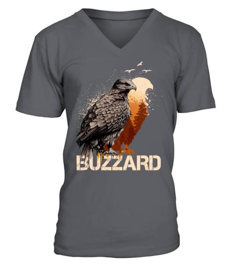 Buzzard Scavenger Vulture Bird Vintage Forest V-Neck T-shirt