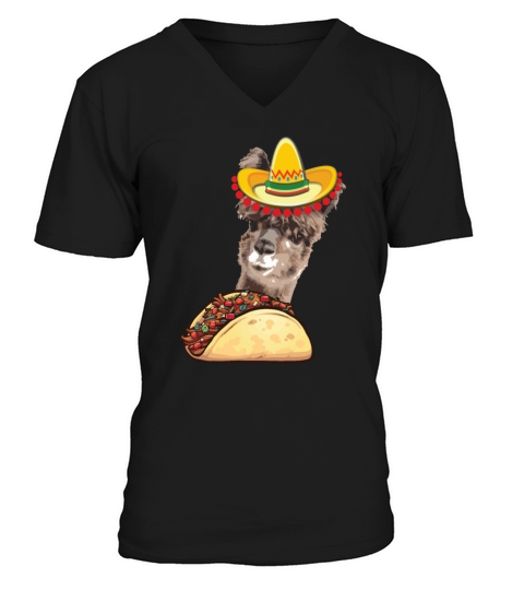 Llama Eating Taco Lover Cinco de Mayo V-Neck T-shirt