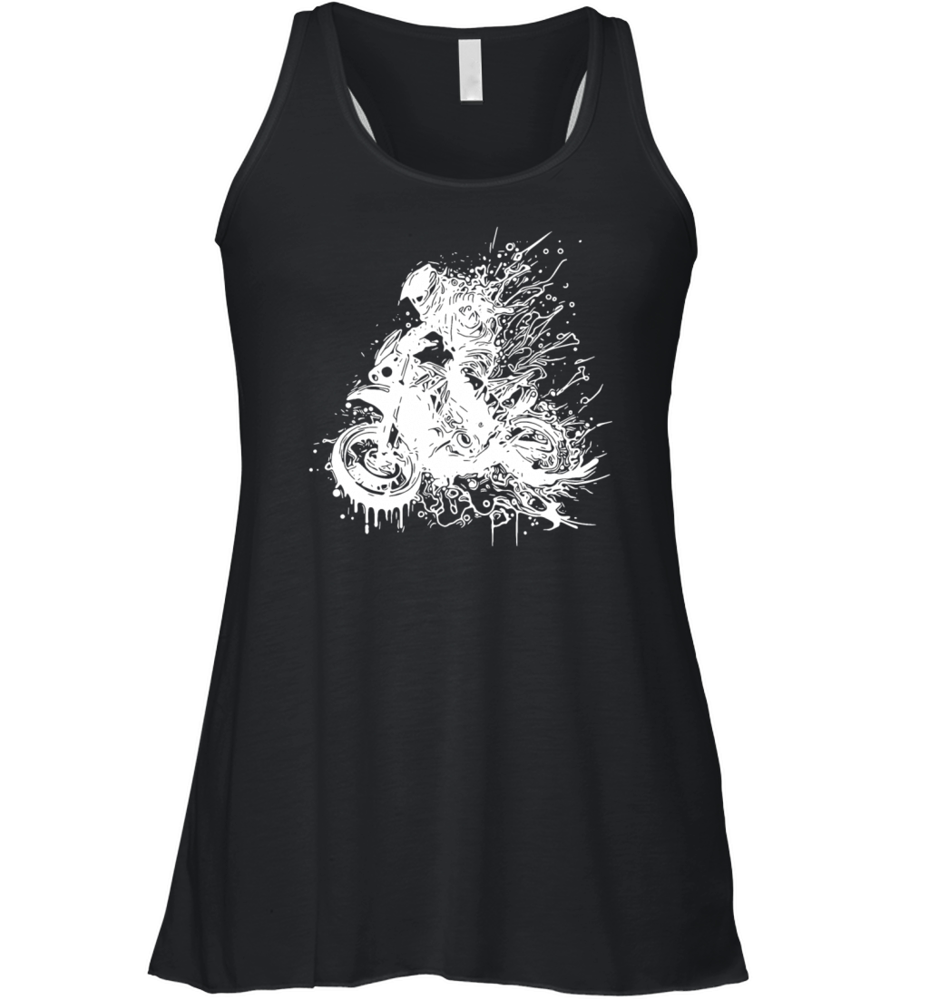 Motorcycle Motocross Biker Splash Style Racing Women's Flowy Tank Top