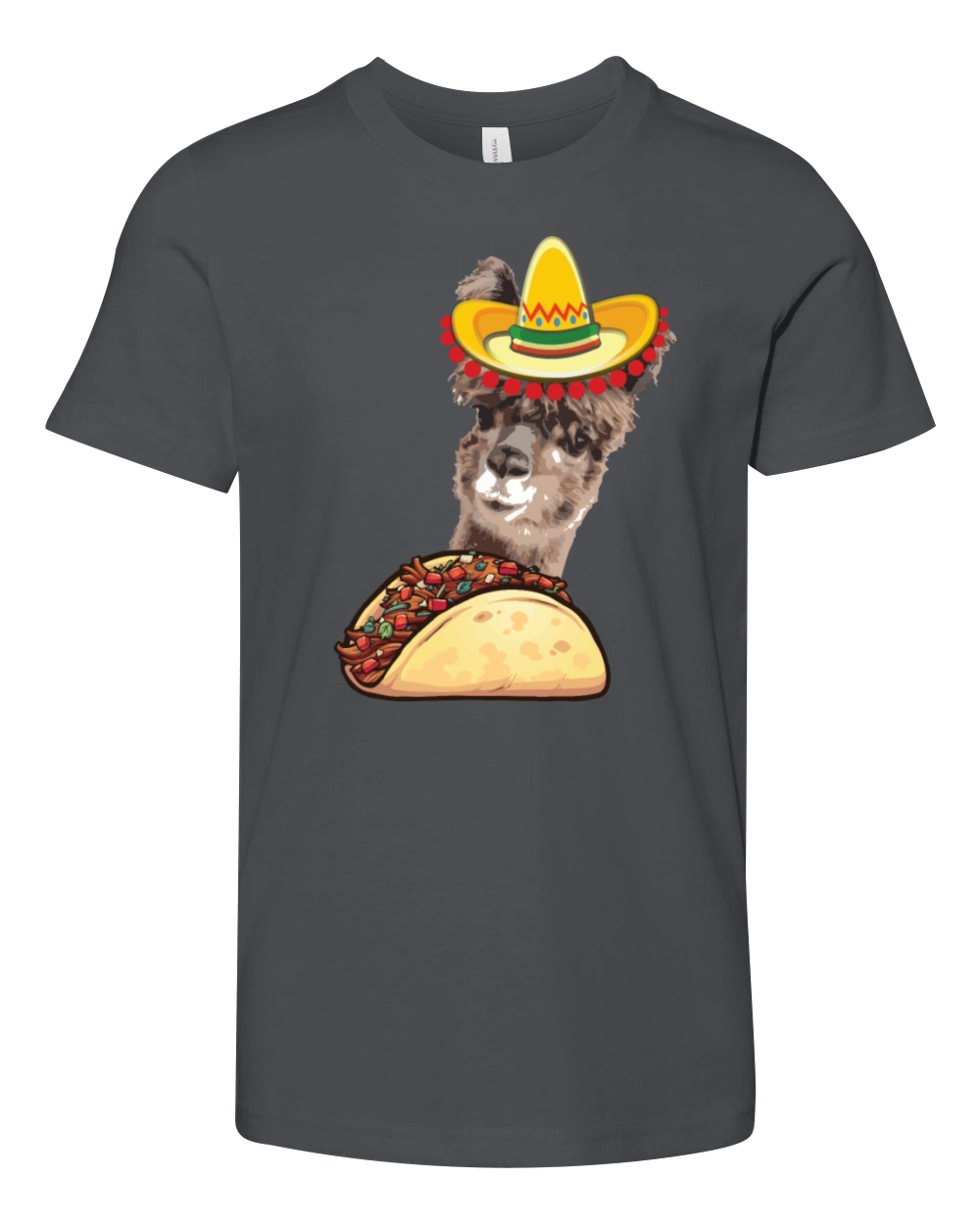 Llama Eating Taco Lover Cinco de Mayo Youth Unisex Jersey Tee