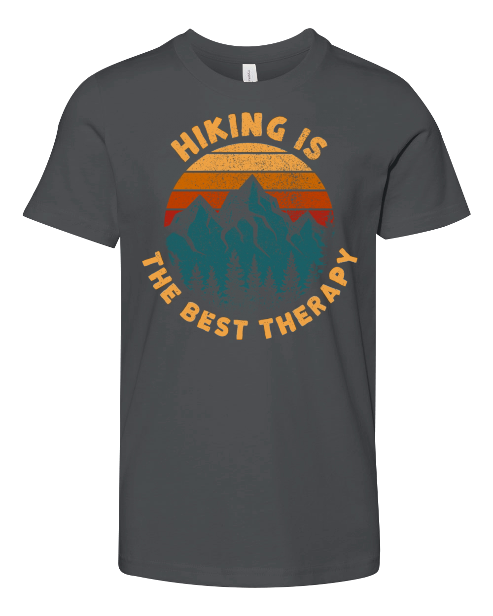 Retro Vintage Sunset Hiking Is The Best Therapy Youth Unisex Jersey Tee