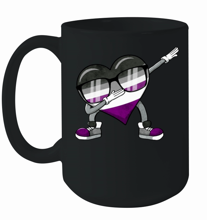 Asexual Pride Ace Flag Dabbing Heart Sublte LGBTQ Ceramic Mug