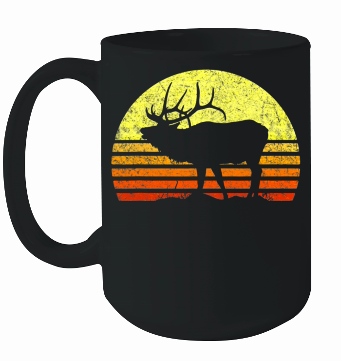Elk Hunter Dad Vintage Retro Sun Bow Hunting Ceramic Mug
