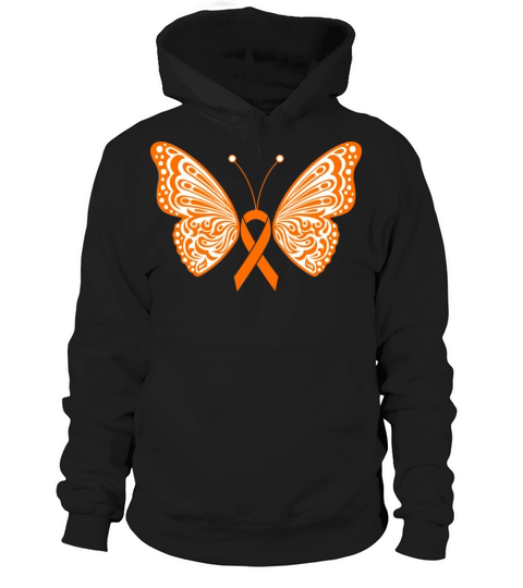Leukemia Kidney Cancer Orange Ribbon Butterfly Hoodie Unisex
