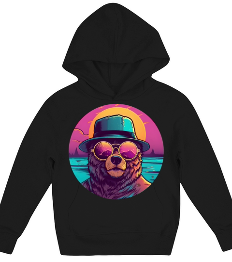 80s 90s Bear Vintage Style Kids Hoodie