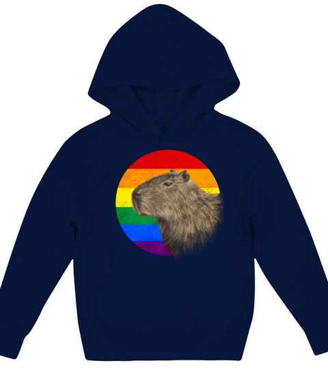 Gay Pride Rainbow Flag Capybara Sublte LGBTQ Kids Hoodie