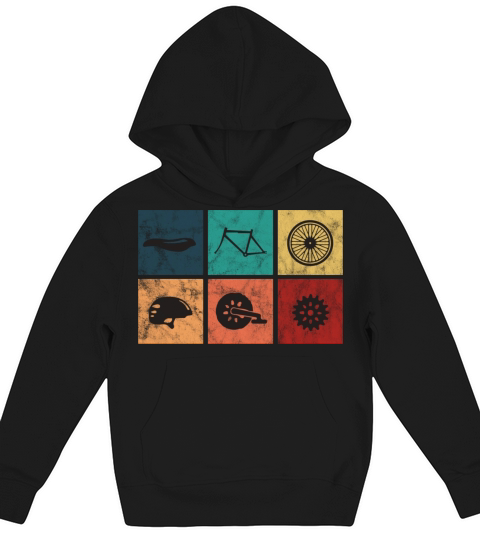 Vintage Bicycle Parts Kids Hoodie
