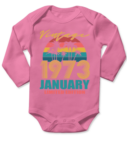 50th birthday january 1973 vintage 1973 Long Sleeve Baby One-Piece