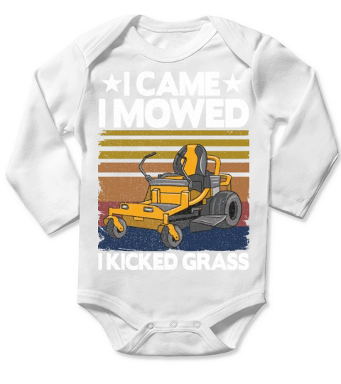 Funny Vintage Lawn Mowing Riding Mowers Dad Gift Long Sleeve Baby One-Piece