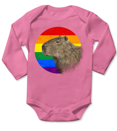 Gay Pride Rainbow Flag Capybara Sublte LGBTQ Long Sleeve Baby One-Piece