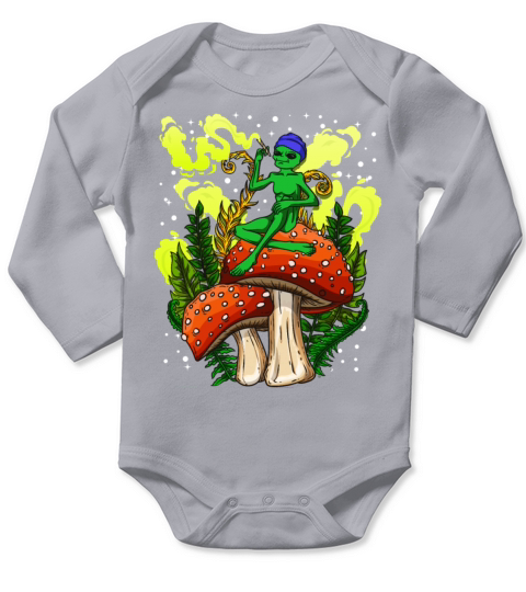 Psycadellic Magic Mushroom Alien LSD Acid Trip Long Sleeve Baby One-Piece