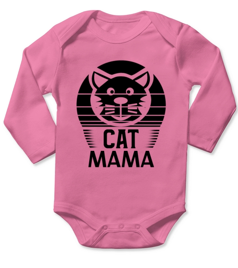 Vintage Cat Mama Shirt Women Funny Cat Mom Retro Long Sleeve Baby One-Piece