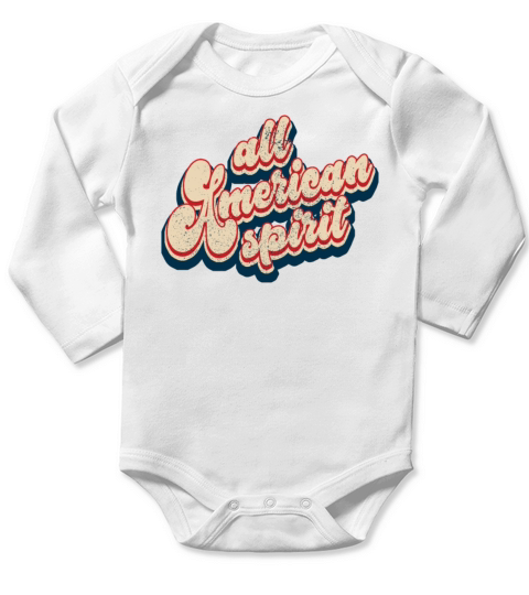Vintage Classic All American Spirit Patriotic 4th Long Sleeve Baby One-Piece