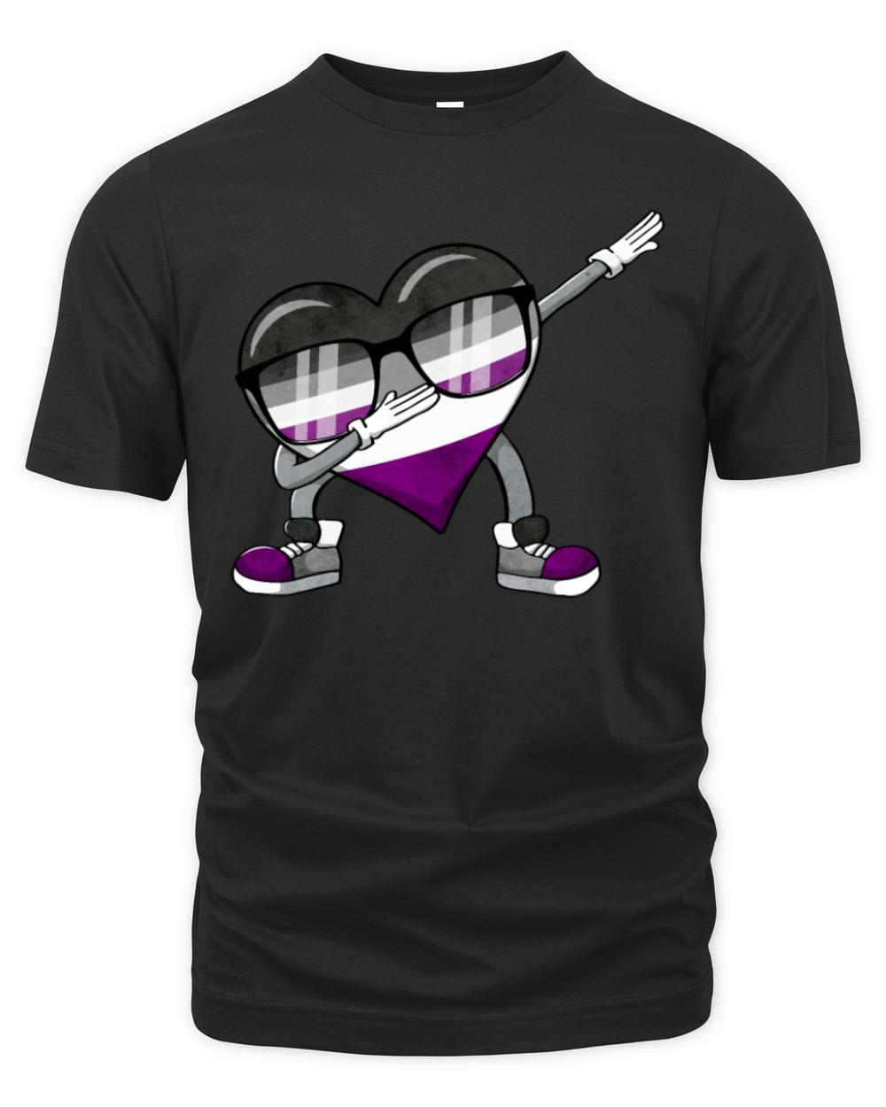 Asexual Pride Ace Flag Dabbing Heart Sublte LGBTQ Organic Unisex T-shirt