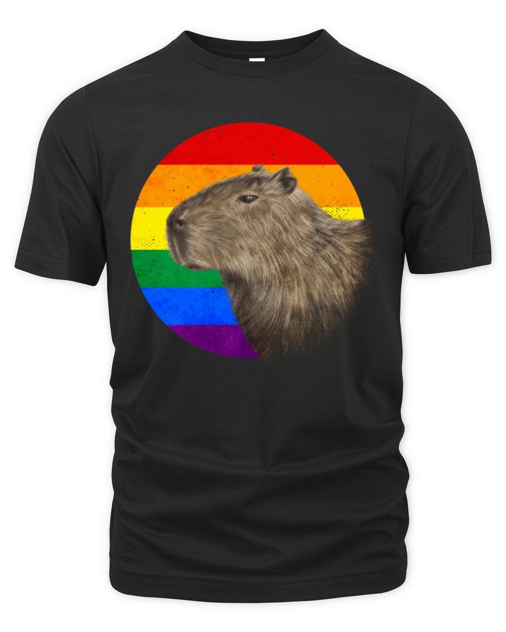 Gay Pride Rainbow Flag Capybara Sublte LGBTQ Organic Unisex T-shirt