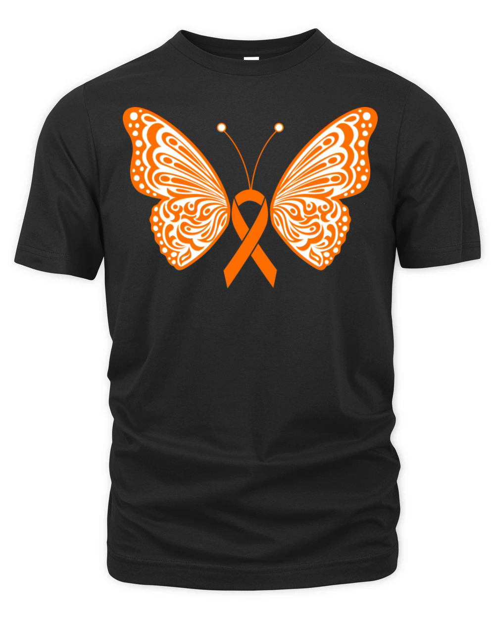 Leukemia Kidney Cancer Orange Ribbon Butterfly Organic Unisex T-shirt