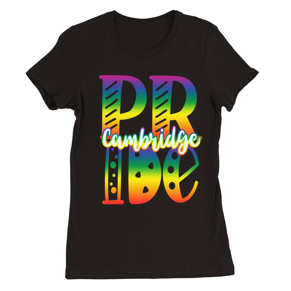 Cambridge Gay Pride In Art Block Letters Premium Womens Crewneck T-shirt