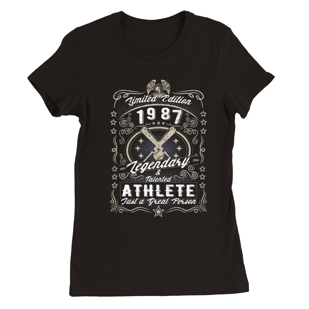 Vintage 1987 Baseball Birthday Gift Sport Hobby Premium Womens Crewneck T-shirt