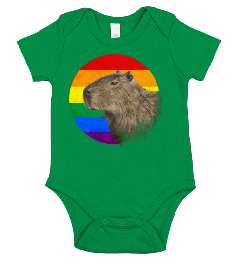 Gay Pride Rainbow Flag Capybara Sublte LGBTQ Short Sleeve Baby One-Piece