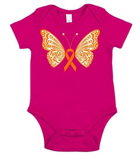 Leukemia Kidney Cancer Orange Ribbon Butterfly Short Sleeve Baby One-Piece