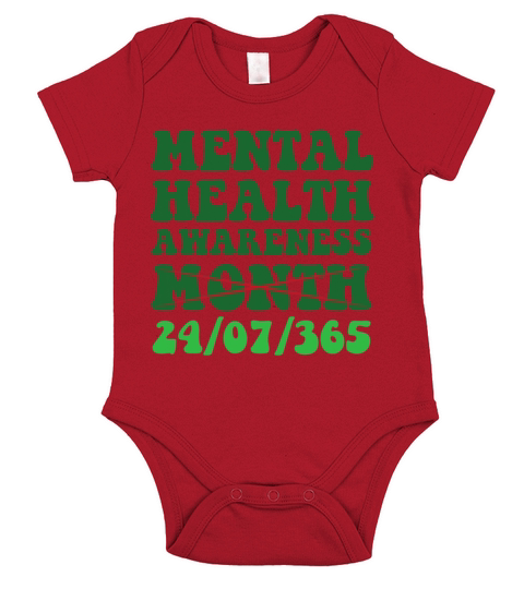 Mental Health Awareness Month Groovy Funny Green Short Sleeve Baby One-Piece