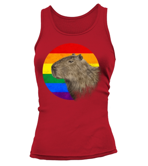 Gay Pride Rainbow Flag Capybara Sublte LGBTQ Tank top Woman