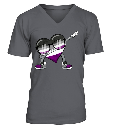 Asexual Pride Ace Flag Dabbing Heart Sublte LGBTQ V-Neck T-shirt