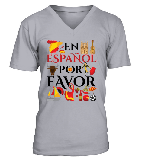 Cute En Espanol Por Favor Spanish Teacher V-Neck T-shirt