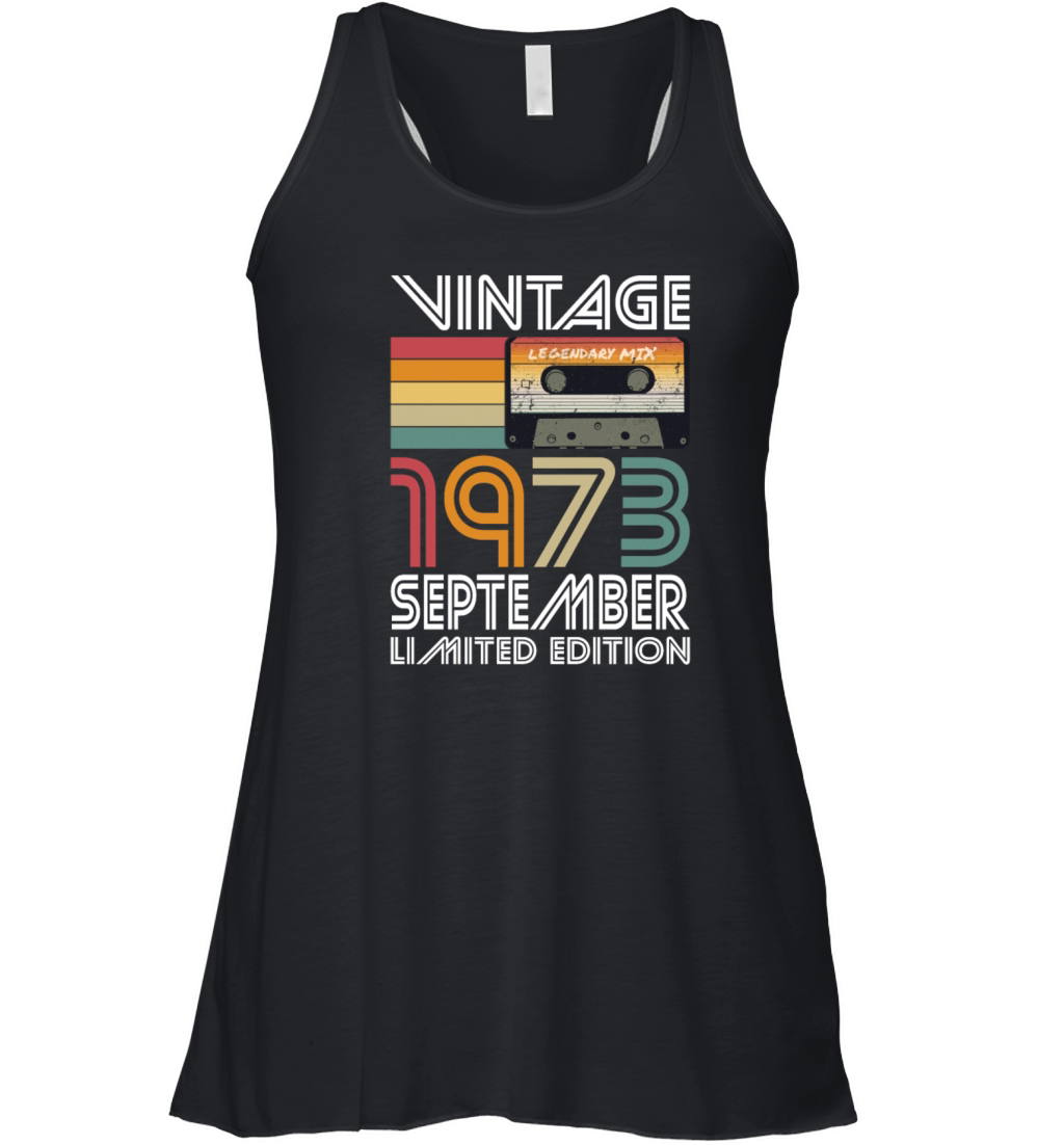 50th birthday september 1973 vintage 1973 Women's Flowy Tank Top